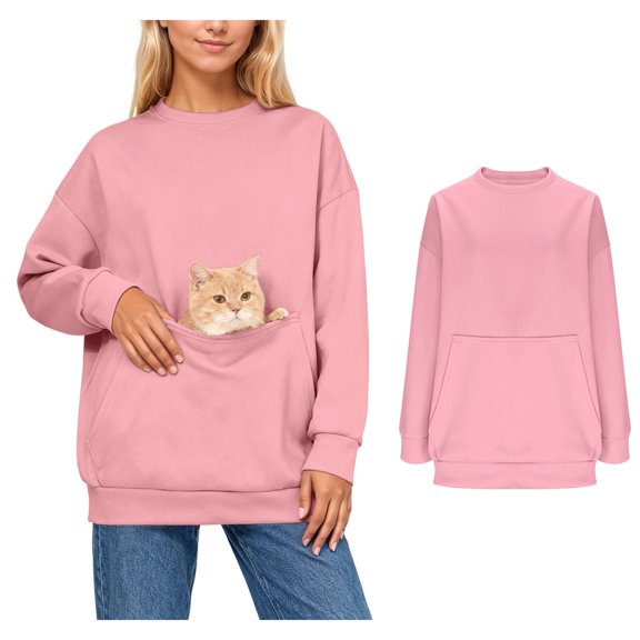 Women Pet Pouch Hoodie Animal Holder Hood Fashionable Long Sleeve Oversized Pocket Oversized Hoodie Winter Clothes