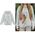thumbnail image 1 of Women Pet Pouch Hoodie Women Dog Holder Carrier Sweatshirt Creative Long Sleeve Oversized Pocket Dog Pocket Hoodie Fall Clothes, 1 of 6
