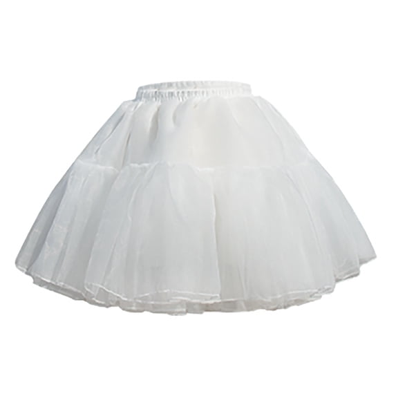 Women Petticoat 2 Adjustable Skirt Lace Short Underskirt For Dress, White