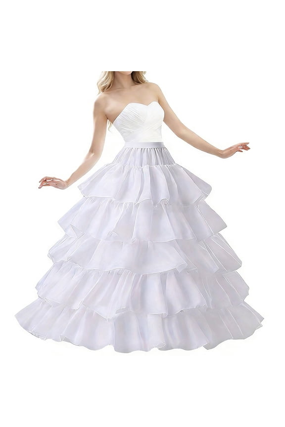 Women Petticoat 4 Hoop Skirt with 5 Ruffles Layers for Weddings, Banquets, and Role-Playing Decorations