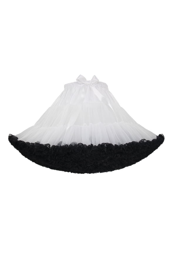 Women Petticoat Underskirt Vintage Cute Tulles Princess Short Skirt Ruffled Layered Tutus Black One Size