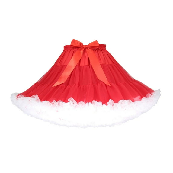 Women Petticoat Underskirt Vintage Cute Tulles Princess Short Skirt Ruffled Layered Tutus Red One Size