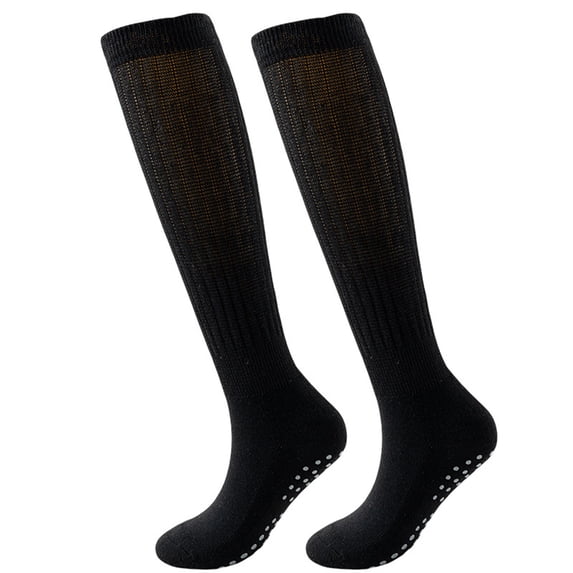Women Pilates Socks Non Yoga Athletic Casual Footwear Solid Color Hosiery Comfortable Daily Socks Black