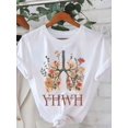 thumbnail image 1 of Women Pink Bow & Books Graphic T-Shirt - Casual Short Sleeve Crew Neck Tee, Suitable For Summer And Spring, 1 of 3