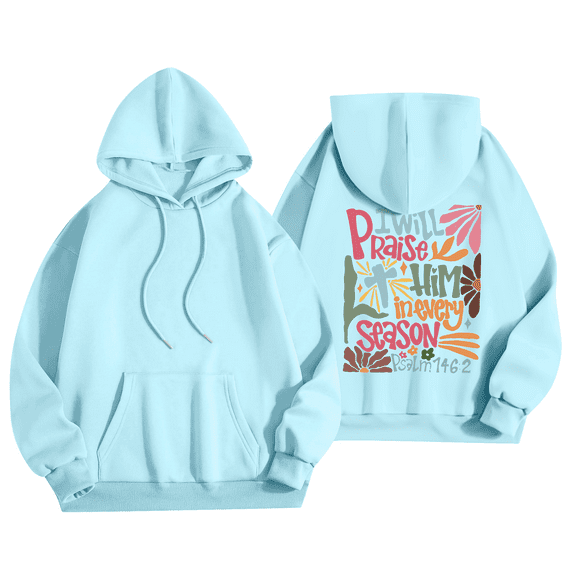 Women Pink Hoodie Cute Teen Girls Crewneck Graphic Hoodies Drawstring Pullover Sweatshirts Y2K Preppy Pocket Sweatshirt 02-Blue S