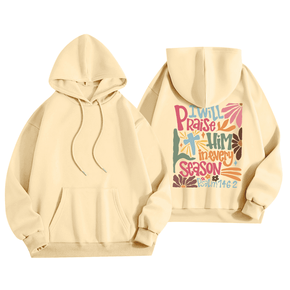 Women Pink Hoodie Cute Teen Girls Crewneck Graphic Hoodies Drawstring Pullover Sweatshirts Y2K Preppy Pocket Sweatshirt 07-Saffron L