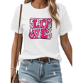thumbnail image 1 of Women Pink Leopard Love Graphic Tee Casual T Shirt Top Bold Pattern Print Soft Stretchy Cotton Short Sleeve White S-5XL, 1 of 4