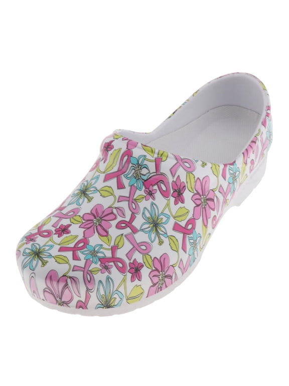 Women Pink Shoes for Nursing Restaurant, Summer Casual Slip Resistant Clogs Flat Shoes - 39