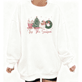 thumbnail image 1 of Women Pink Tis The Season Santa Christmas Graphic Trendy Tee T-Shirt Print Top Round-neck long-sleeved white S-3XL, 1 of 5