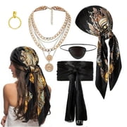 Women Pirate Costume Accessories Set for Men Pirate Head Scarf Necklace Earring Dress Accessories Cosplay Party Renaissance