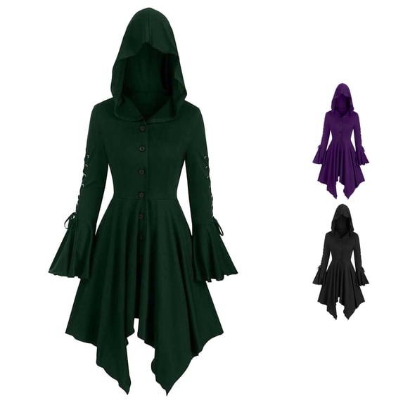Women Pirate Jacket Long Sleeve Hooded Jacket Dresses Pirate Halloween Cosplay Halloween Women, Size 3XL