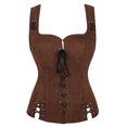 thumbnail image 1 of Women Pirate Renaissance Vest Costume Steampunk Pirate Vest Viking Costume Deep Brown Vest Size XS, 1 of 5