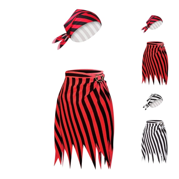 Women Pirate Skirt with Hats Two Piece Set Pirate Costume Halloween Cosplay Halloween Costume Women, Size 2XL