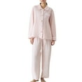 thumbnail image 1 of Women Pjs Sets Soft Pjs Plaid Long Sleeve Button down Sleepwear Loungewear Womens 2 Piece Lounge Set Winter Outfits for Women M, 1 of 9