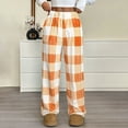 thumbnail image 1 of Women Plaid Pajama Pants Long Sleep Pant with 2 Pockets Sleepwear Orange S, 1 of 7