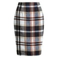 thumbnail image 1 of Women Plaid Pencil Skirt High Waist Fitted Bodycon Skirt Classic Check Pattern Knee Length Skirt for Office Casual Wear Brown M, 1 of 4