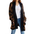 thumbnail image 1 of ZXSXSY Women Plaid Printed Open Front Pockets Long Sleeve Winter Sweater Cardigan, 1 of 8