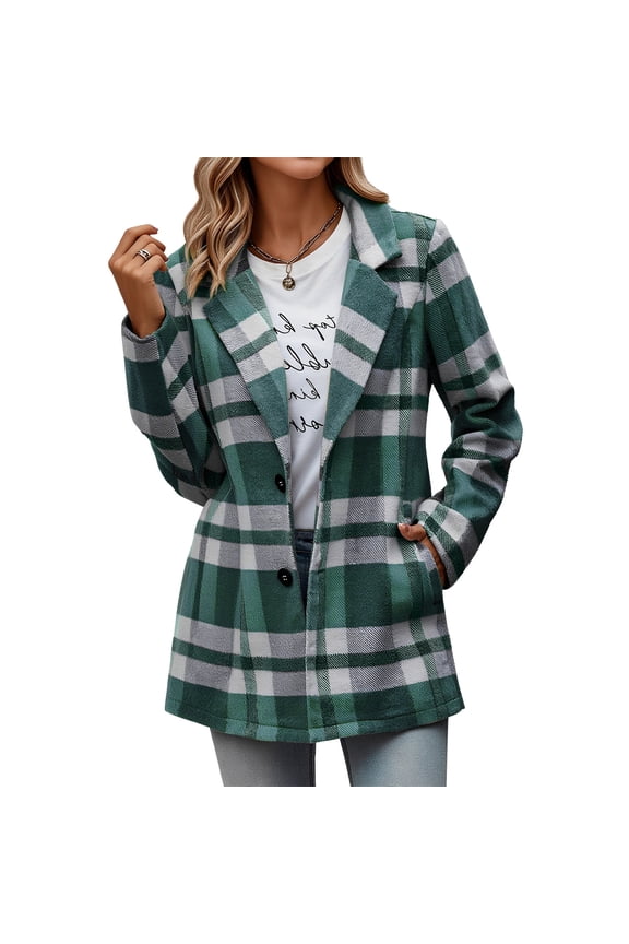 Women Plaid Shacket Jacket Trendy Fall Casual Button Checkered Trench Coat Winter Clothing with Pockets New Windbreaker Jacket Women Fall Army Green XL