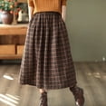 thumbnail image 1 of Women Plaid Skirt with Pockets Midi Length Vintage A Line Skirts (Orange M), 1 of 7