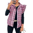 thumbnail image 1 of Women Plaid Sleeveless Vest Lightweight Cotton Padded Vest Autumn Winter Jacket, 1 of 4