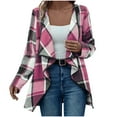 thumbnail image 1 of Women Plaid Wool Blend Peacoat Casual Notch Collar Lapel Trench Coat Long Sleeve Fashion Jacket Winter Warm Lightweight Overcoat, 1 of 5
