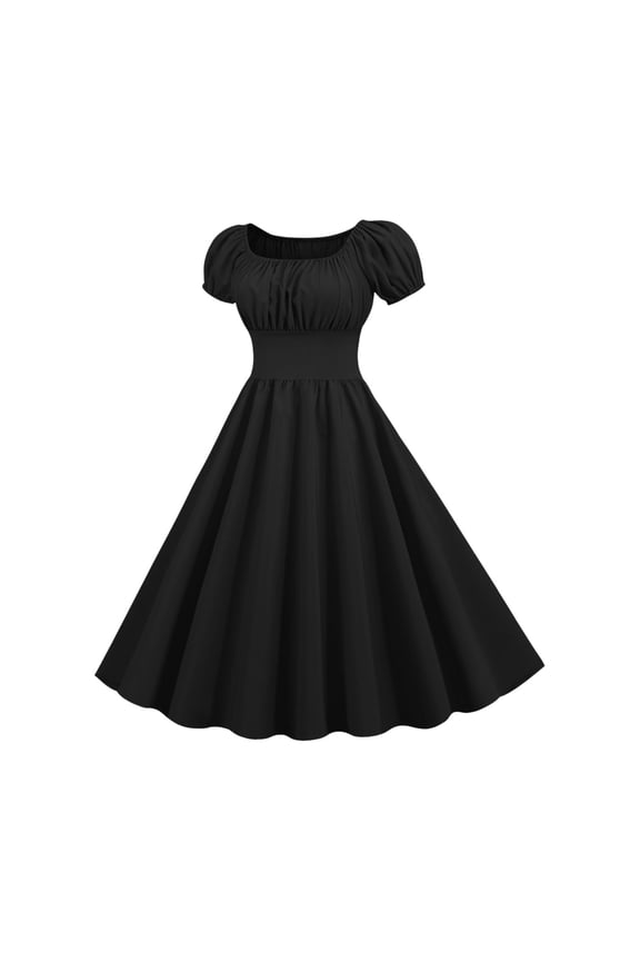Women Plain Midi Knee High Dress for Teen Girls Short Sleeve Square Neck Spandex Fall Summer Dress 2025 Clothing Fashion Country Concert Y2K