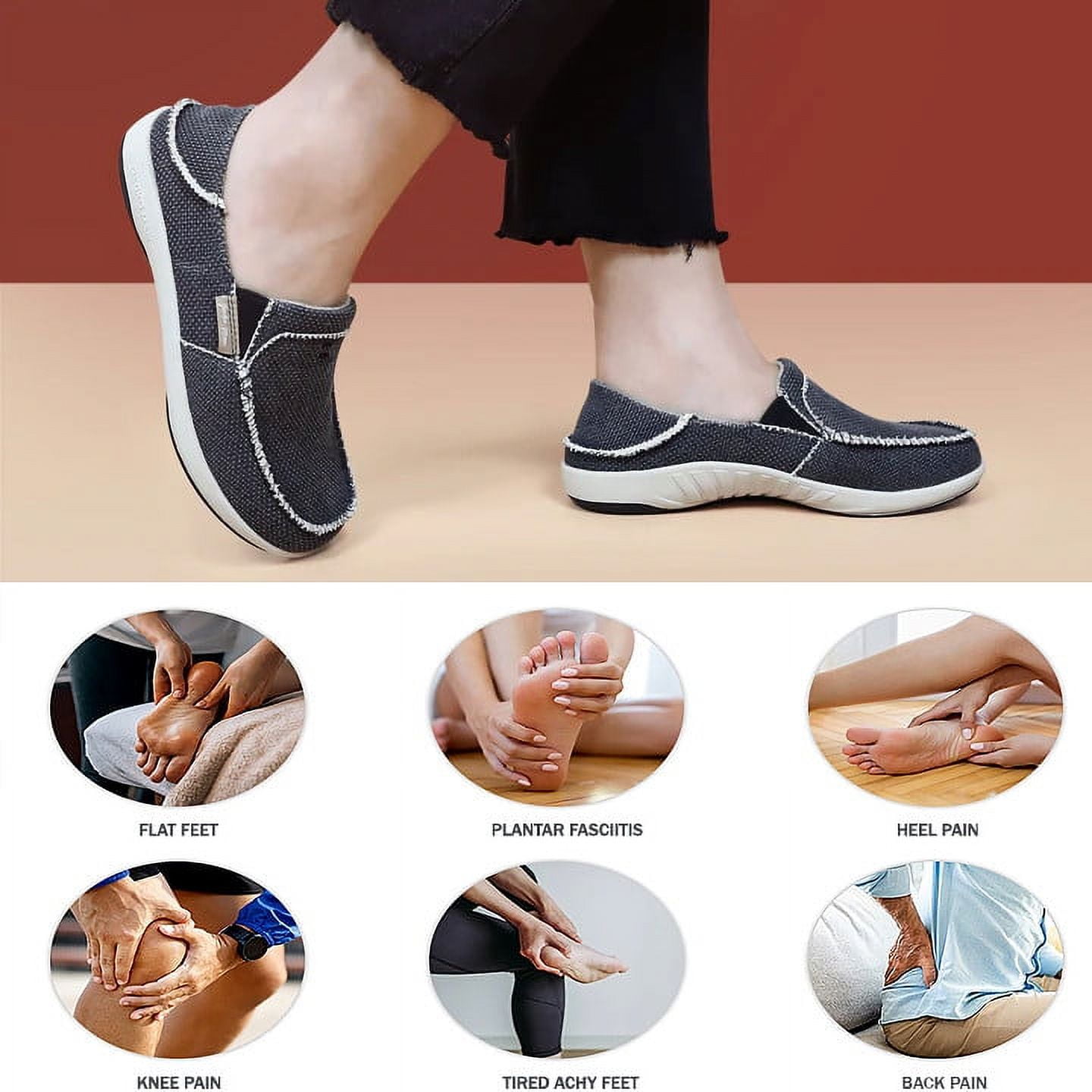 Women Plantar Fasciitis Canvas Loafer Shoes by Geckoman with Arch Support Orthopedic Casual Non Slip with Rubber Sole Loafer Shoes by Geckoman Walmart