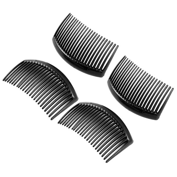Women Plastic Manual 23 Tooth Hair Comb Clip DIY Accessories Black 4 Pcs