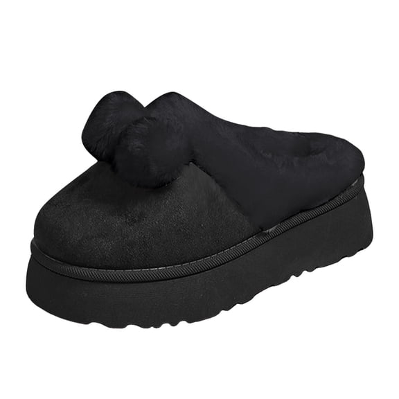 Women Platform Boots Fuzzy Slippers Mini Boots Slippers Clogs Indoor Outdoor