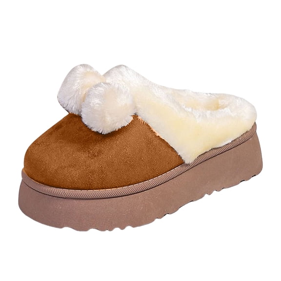 Women Platform Boots Fuzzy Slippers Mini Boots Slippers Clogs Indoor Outdoor