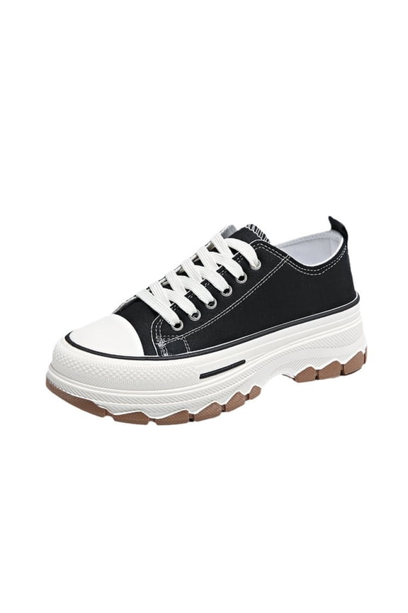 Women Platform Canvas Sneakers Lace Up Casual Thick Sole Casual Shoes