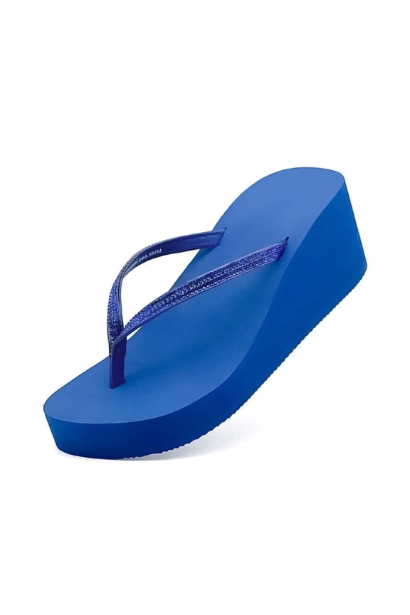 Women Platform Flip Flops Rhinestone Wedge Sandal Comfortable Dressy Summer Beach Sandals