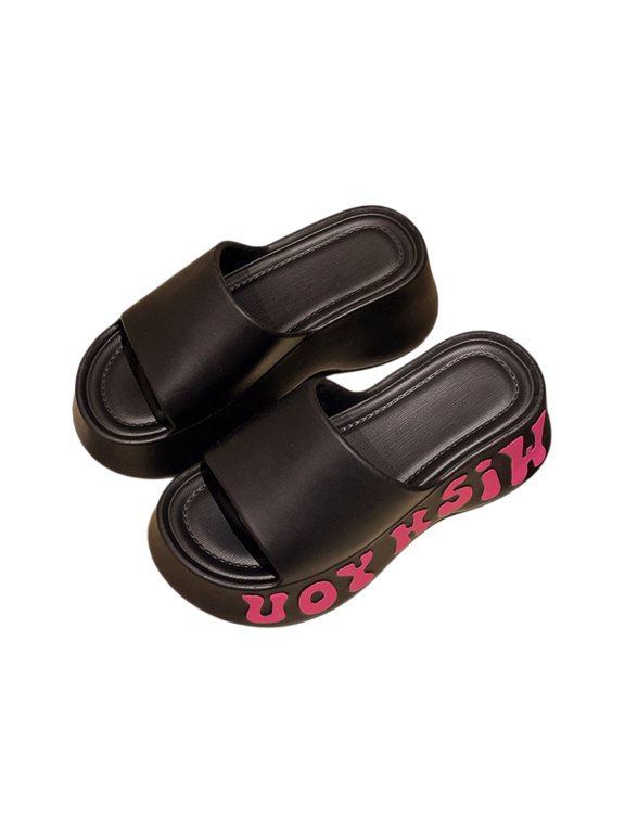 Women Platform Slide Sandals Thick Sole Slip On Open Toe Casual Lightweight Chunky Summer Slides