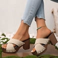 thumbnail image 1 of Women Platform Wedge Sandals Peep Toe Chunky Block High Heels Slip On Platform Slide Sandal Backless Open Toe High Heel Summer Slides Mules Lightweight Dressy Casual, 1 of 1