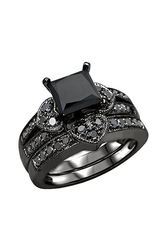 Women Platinum Rings Sterling Silver Cubic Zirconia Men'S Ring Sterling Silver Cubic Zirconia Eternity Band Rings For Women Hollow Diamond Ring Black Love Rings