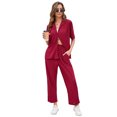 thumbnail image 1 of Women Pleated 2 Piece Outfits for Women Long Sleeve Shirt Wide Leg Pants Sets Casual Loungewear, 1 of 5