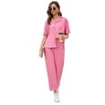 thumbnail image 1 of Women Pleated 2 Piece Outfits for Women Long Sleeve Shirt Wide Leg Pants Sets Casual Loungewear, 1 of 5