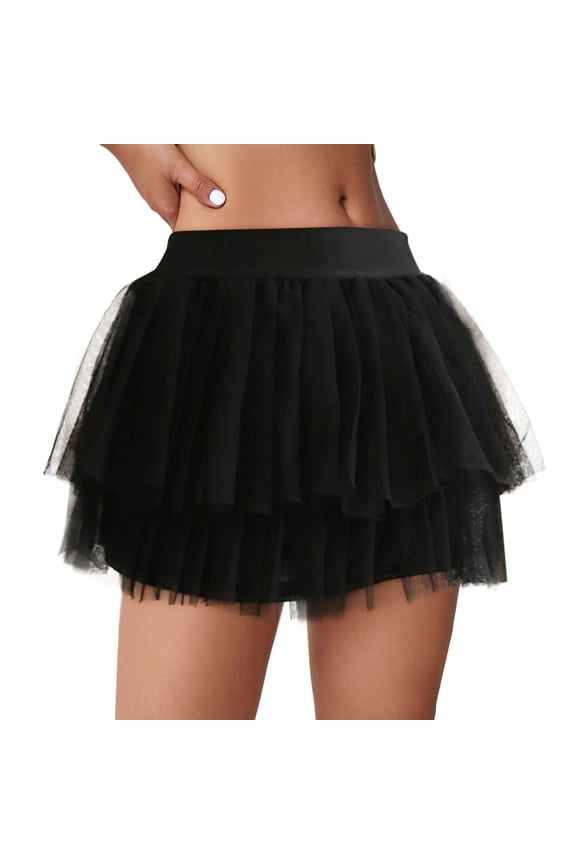 Women Pleated A Line Mesh Bustier Performance Tutu Princess Skirt Breathable Comfortable