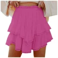 thumbnail image 1 of New Women Pleated Layered Mini Skirt High Waist Solid Color Casual Party Wear Elegant Skirts White Black Ladies A-Line Skirts, 1 of 2
