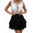 thumbnail image 1 of Women Pleated Mini Skirt Lace Ruffle Short Skirt High Waisted Floral Layered Skirts, 1 of 10