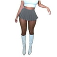thumbnail image 1 of Huowey Women Pleated Mini Skirts Solid Color Fashion High Waist A-Line Classic Casual Tennis Skater Skirt School Uniform Athletic Stylish Cozy Short Skorts Spring Office Skirts, 1 of 4