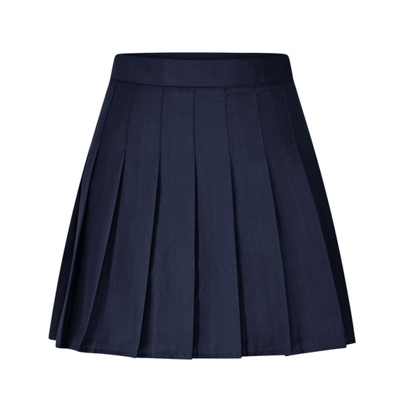 Women Pleated Short Skirt A-Line Mini Basic Skirt School Uniform Girls Skater Skirts Built in Shorts Navy XXL