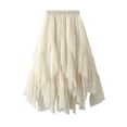 thumbnail image 1 of Women Pleated Skirt Fairycore Grunge Mesh Solid Color High Waist Asymmetrical Hem Midi Skirts y2k Streetwear-As photo shows_c-One Size, 1 of 7