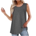 thumbnail image 1 of Women Pleated Sleeveless Tank Tops Round Neck Loungewear Casual Loose Fitting Flowy Tunic Blouse Gray S, 1 of 5