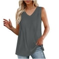 thumbnail image 1 of Women Pleated Tank Top Sleeveless Tunic Shirt for Legging Vneck Pullover Blouses Lady Wide Strap Basic Vest Camisole Solid Ribbed Tops Summer Outfits,, 1 of 6