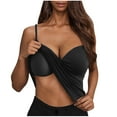 thumbnail image 1 of Women Plunge Deep V Neck Tanks with Build In Bra Spaghetti Straps Camis Sleeveless Tshirt Pure Color Camisole Trendy Casual Tank Top Summer Homewear, 1 of 5