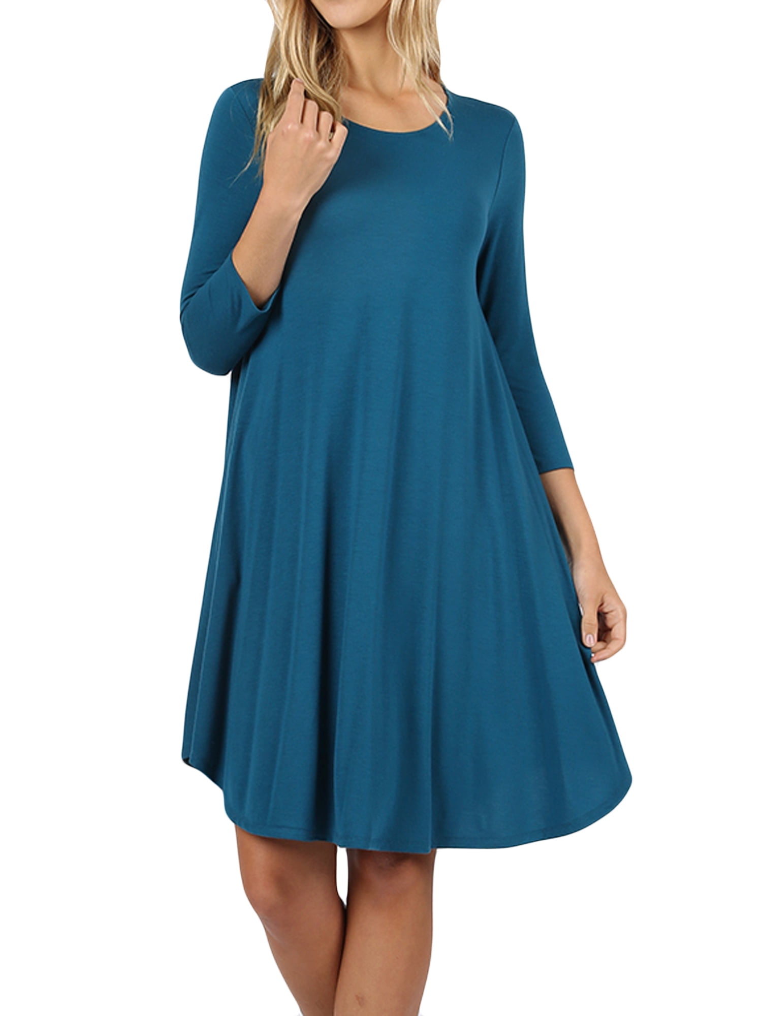 3/4 Bell Sleeve Oversize Tunic Dress