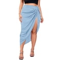 thumbnail image 1 of Women Plus Asymmetrical Side Split High Waist Mini Skirt Satin Skirt Checke Skirt Suspender Skirt Pencil Skirts for Women below Knee Sheer Skirt Pleated Midi Skirts for Women Denim Skirts for Women, 1 of 4