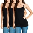 thumbnail image 1 of Women & Plus Basic Cami with Adjustable Spaghetti Straps Layering Tank Top (3PK: BLACK/BLACK/BLACK, XX-Large), 1 of 4