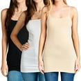 thumbnail image 1 of Women & Plus Basic Cami with Adjustable Spaghetti Straps Layering Tank Top (3PK: BLACK/TAUPE/WHITE, S), 1 of 4